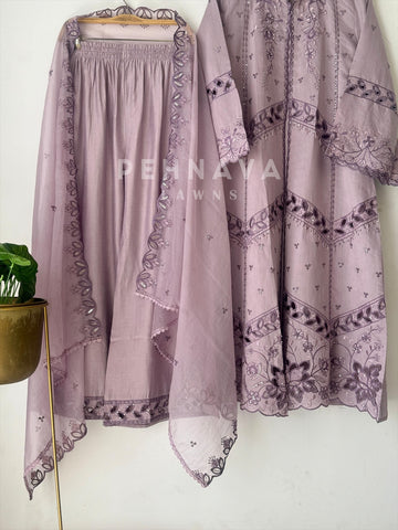 Pakistani jacket style cutwork suit