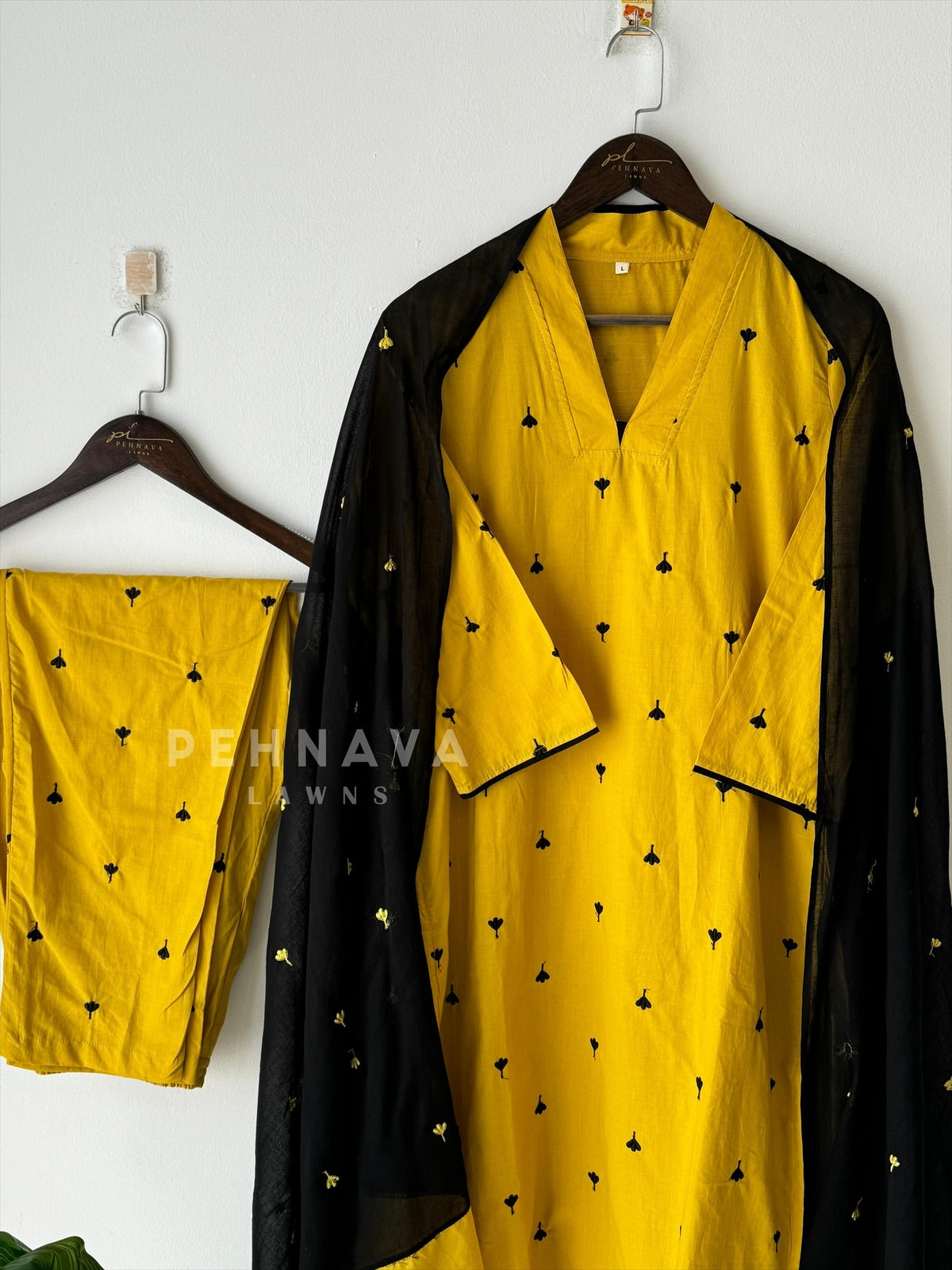 V-Neck Embroidered Cotton Suit - Pehnava Lawns