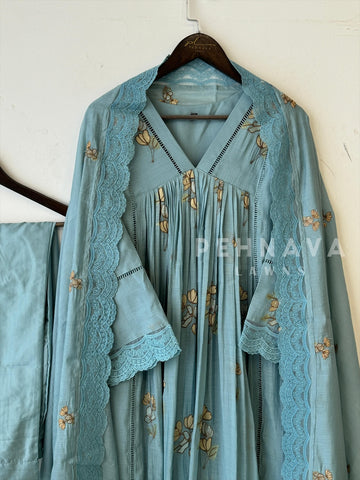 Soft Work Chanderi Set 12695