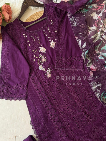 Cotton Lace Detail Suit 1263 - Pehnava Lawns