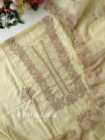 Embroidered Unstitched Chanderi Suit-2630