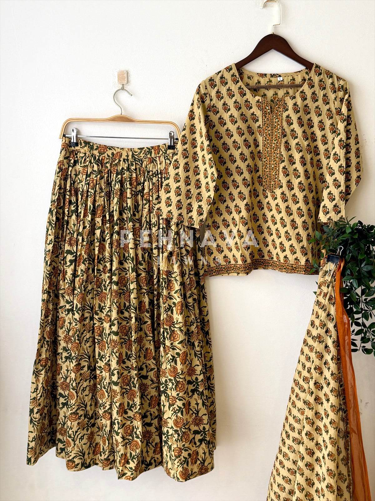 Floral Block Print Skirt Set 456