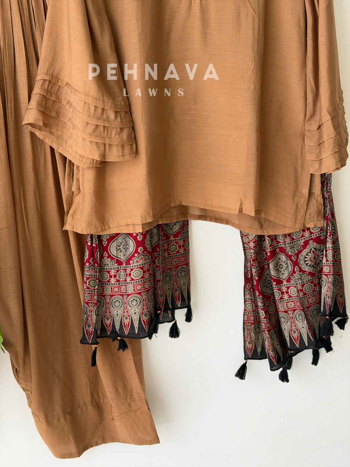 Farshi Shalwar Set with Ajrak Printed Dupatta-B269 (With Assorted Color and print Dupatta)