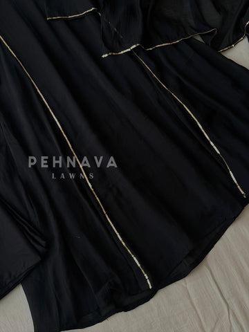 Panel Cut Full Flaired Anarkali-Black