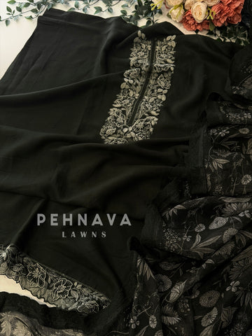 Paisley Embroidered Unstitched Ensemble