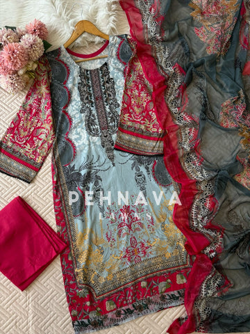 Intricate Floral Charmed Suit-Red(3525)