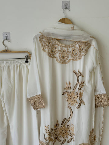 White Embroidered Georgette Suit