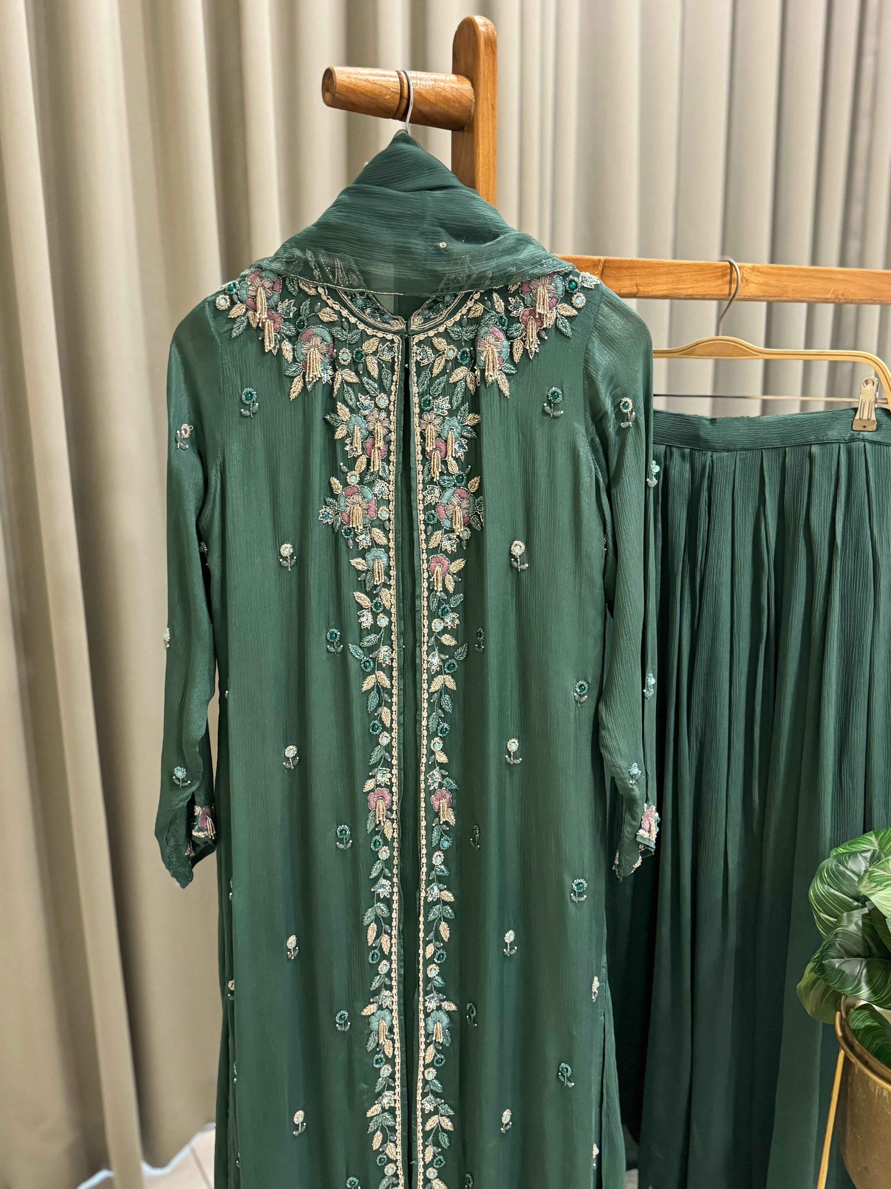 Premium Jacket Dress With Floral Handwork