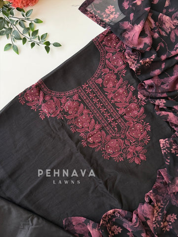 Floral Embroidered Unstitched Suit