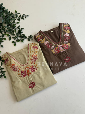 Pure Cotton Floral Embroidered Suit - Pehnava Lawns