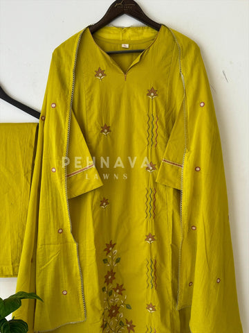 Embroidered Cotton Suit Set-3167