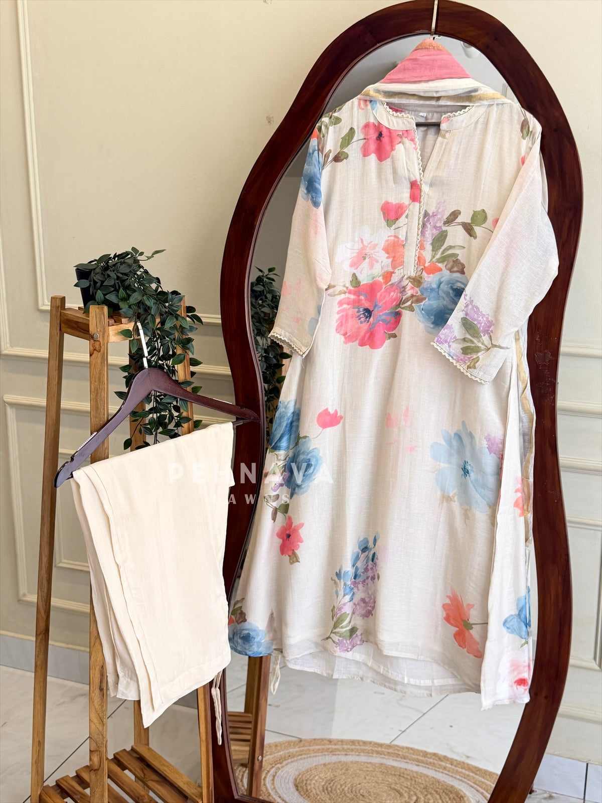 Floral Printed Three Piece Suit