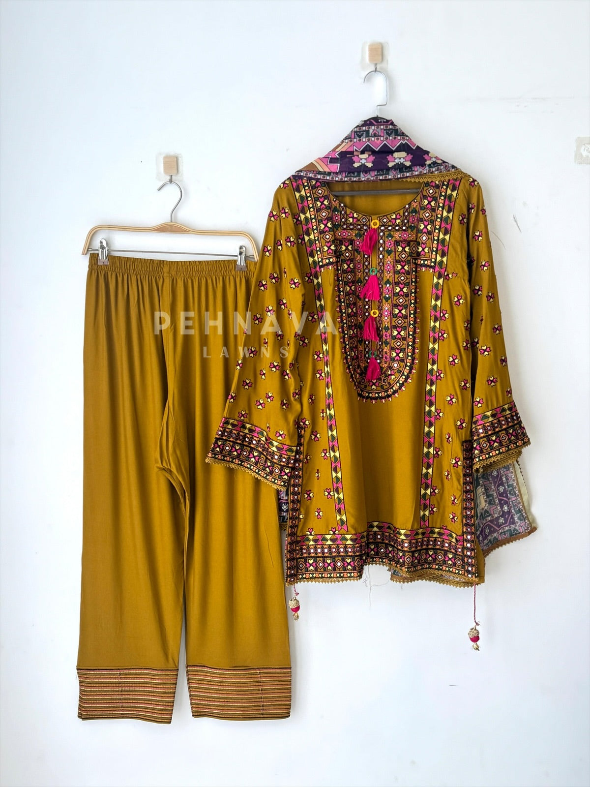Trendy white & yellow Farshi Salwar LRC 263 - Pehnava Lawns