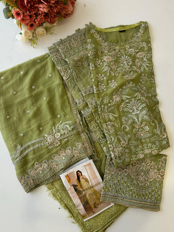 Luxurious Premium Chiffon Embroidered Suit