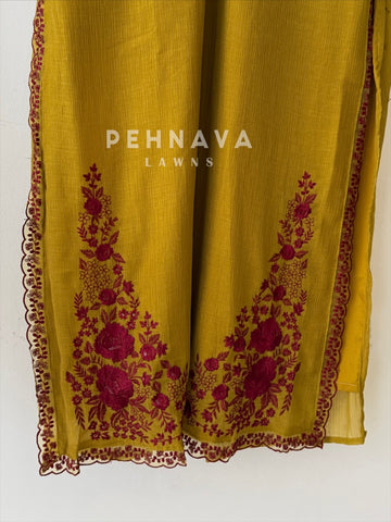 Crushed Cotton Embroidered Ensemble