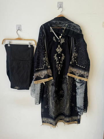 Black Printed Pakistani Cotton Suit