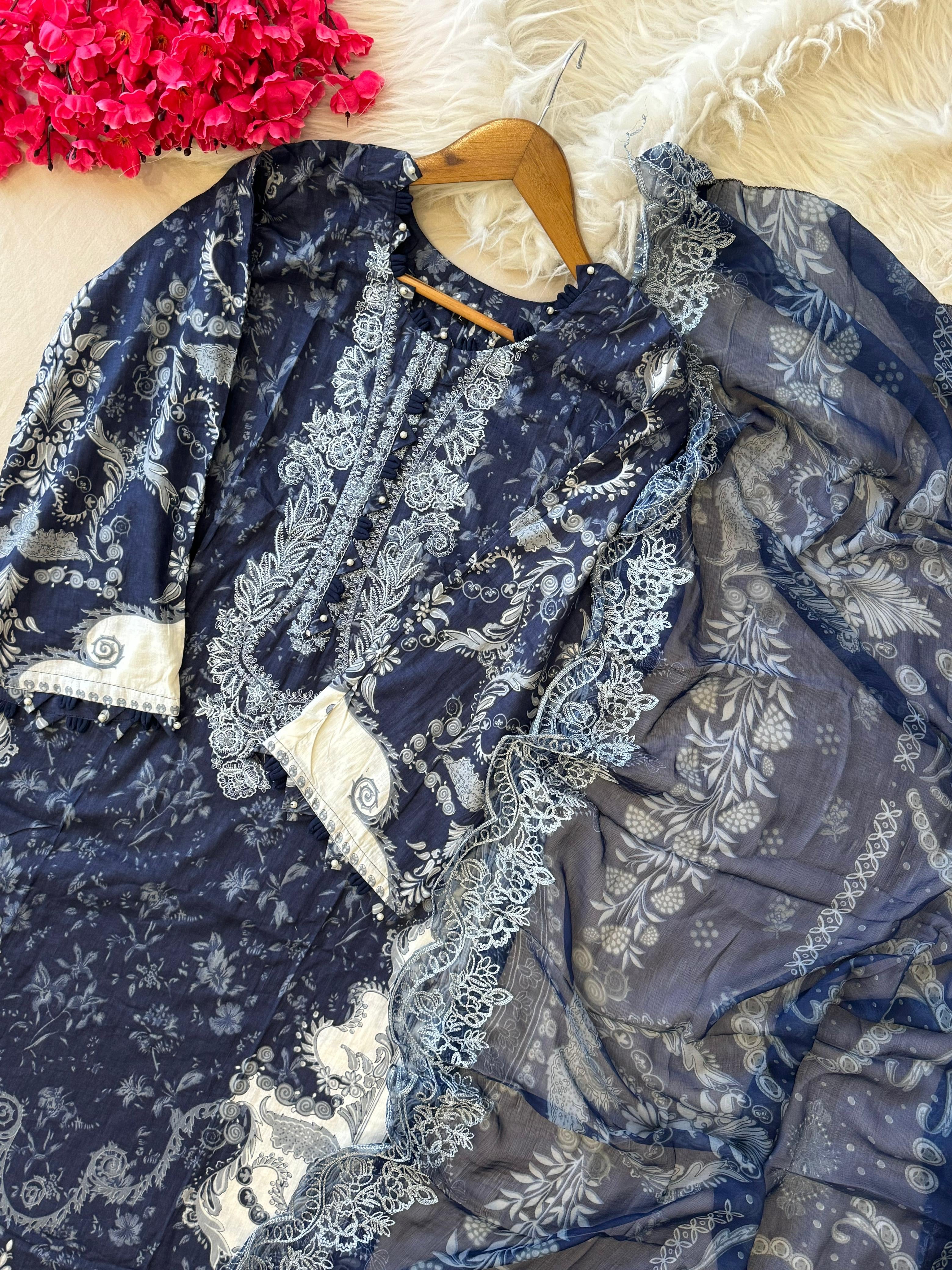 Navy Block Printed Pakistani Suit