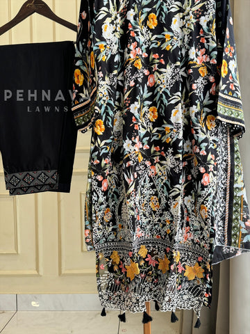 Printed Suit ft Embroidered  and Lace Detailing