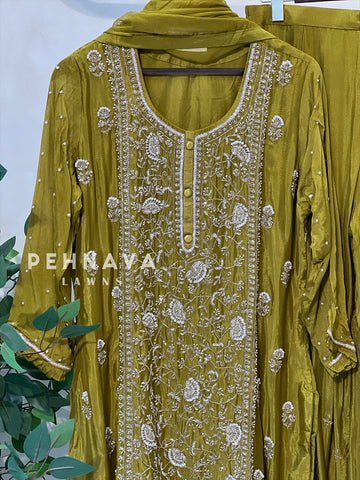 Heavily Handworked Sharara with Pure Chiffon Dupatta
