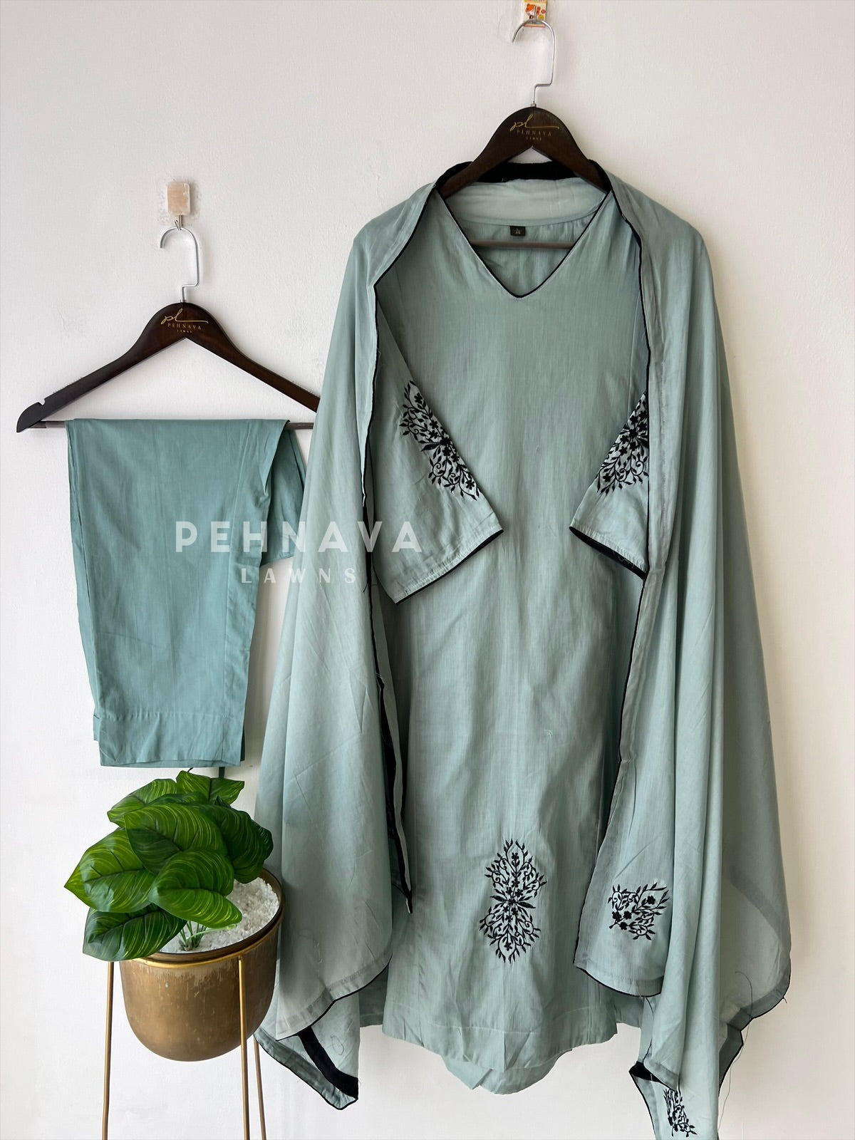 Black Thread Embroidered Suit