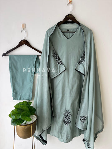 Black Thread Embroidered Suit