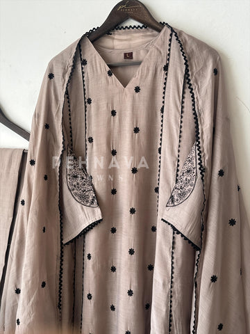 Elegant Embroidered A-line Suit