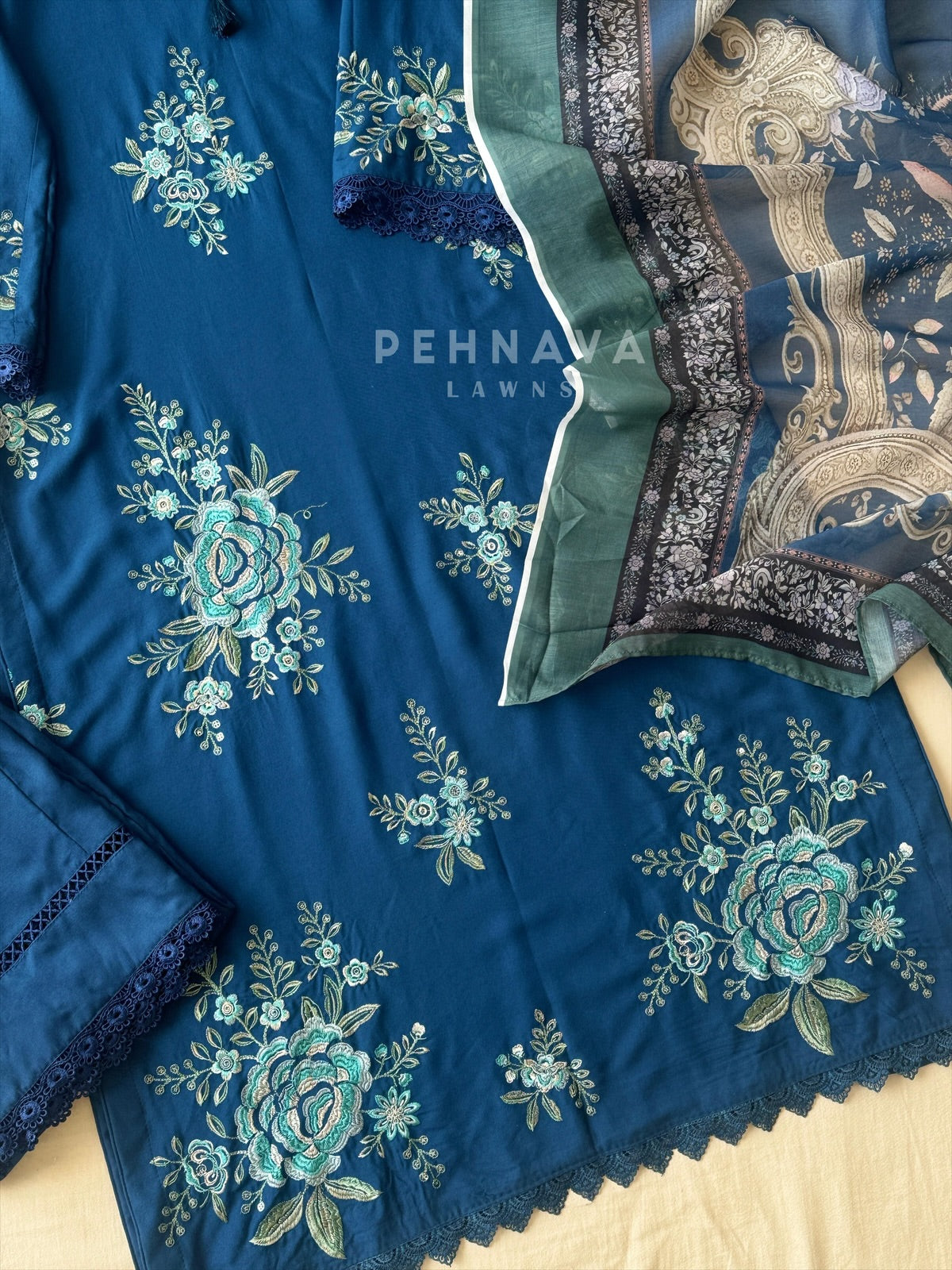 Rayon Suit with Cotton Dupatta-1536 - Pehnava Lawns