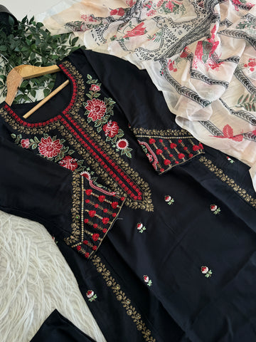 Semistitched Rayon Embroidered Suit - Pehnava Lawns