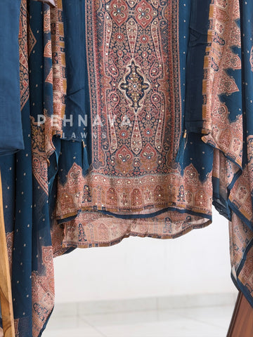 Paisley Printed Chiffon Unstitched Suit No.25