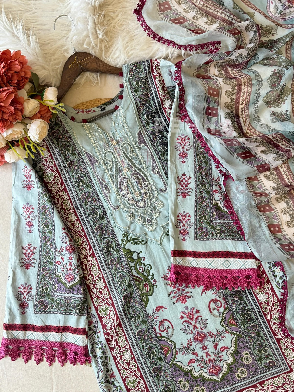 Paki Printed casual suit with dupatta-AZ-1393 - Pehnava Lawns
