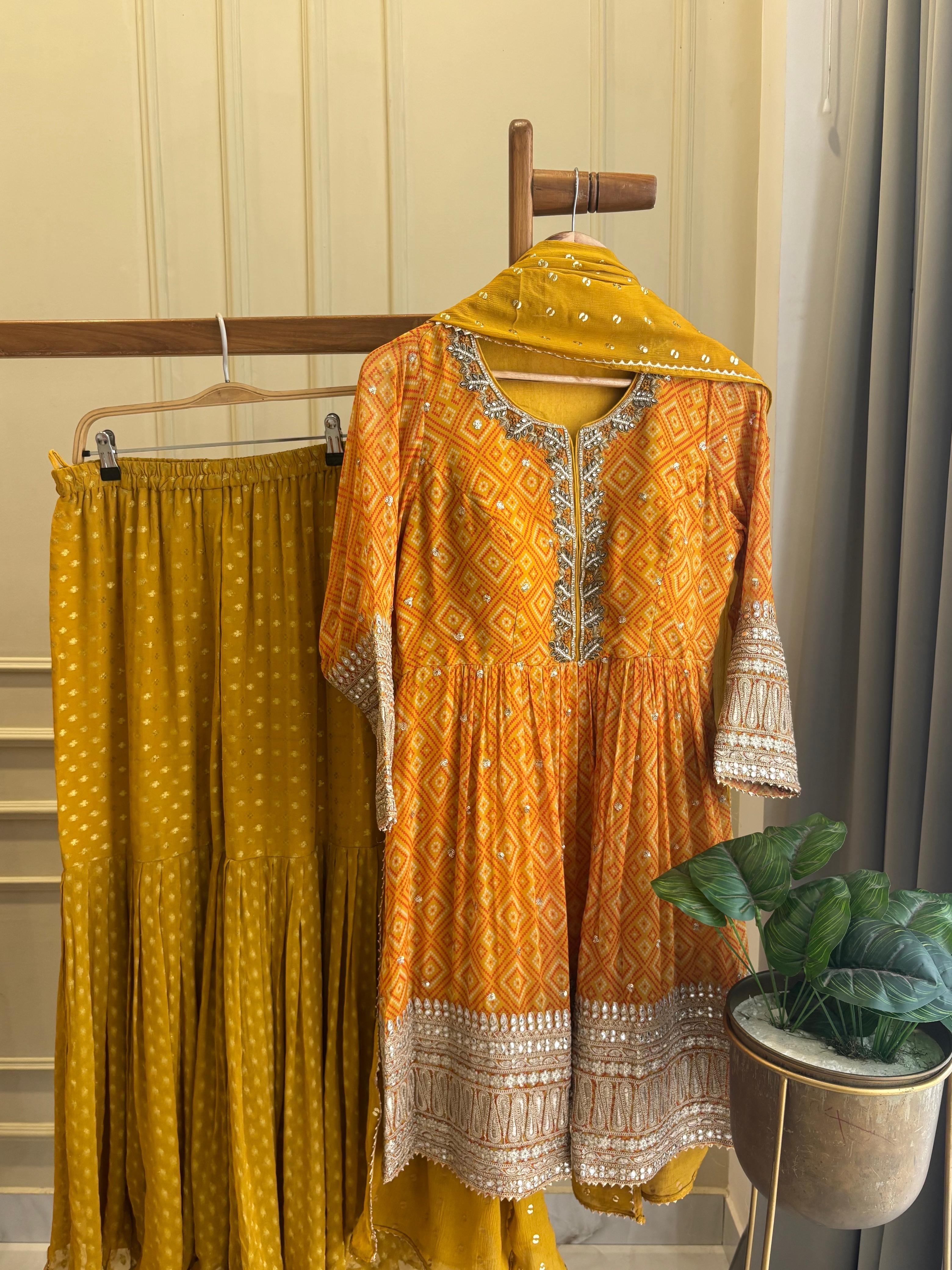 Handworked Peplum Sharara Suit