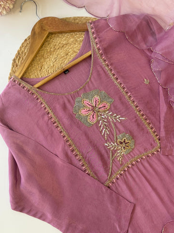 Russian Silk Hand Embroidery Suit