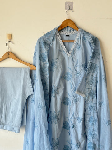 Yellow Embroidered Premium Cotton Suit Set