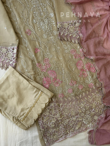Floral Embroidered Chiffon Suit 6454 - Pehnava Lawns