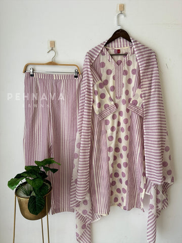 Cotton Parallel & Polka Suit Set-3169 - Pehnava Lawns