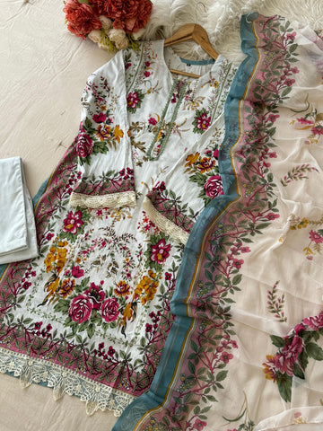 Embroidered Flower Charm Pak-Suit 1359