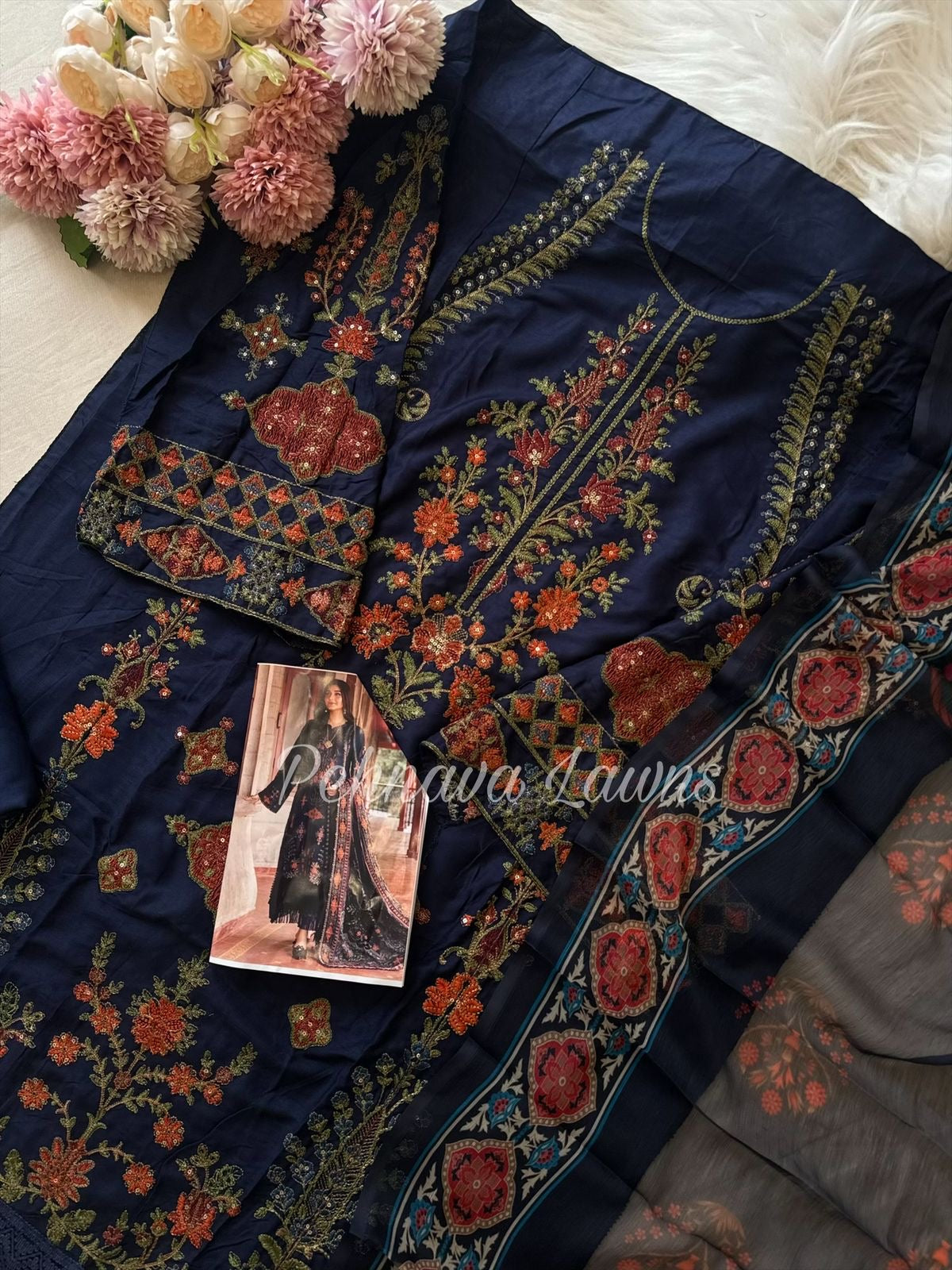 Semistitched Rayon Fully Embroidered Suit-1151