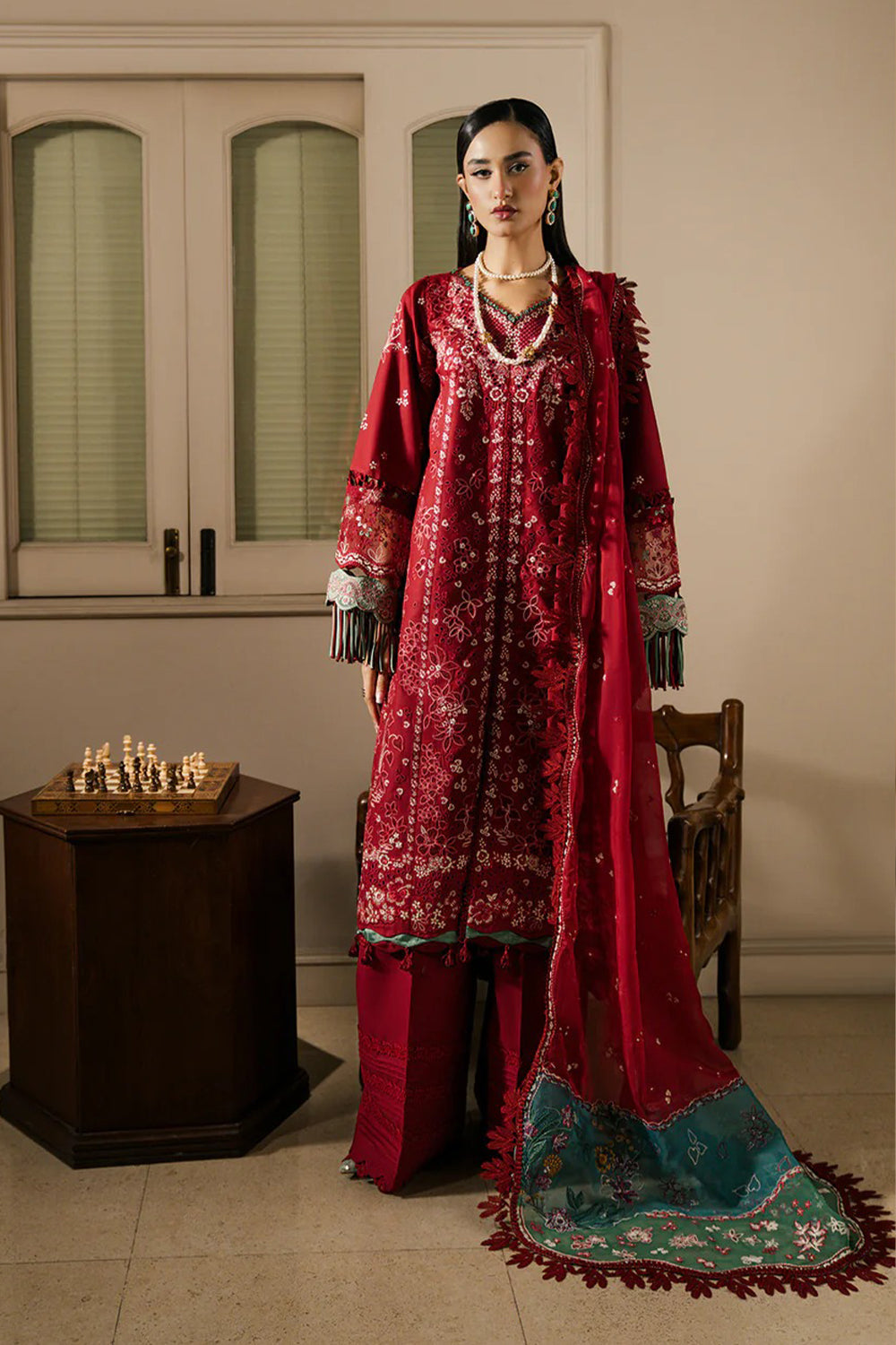 Sundas Ahad Premium Suit-RED EL-02