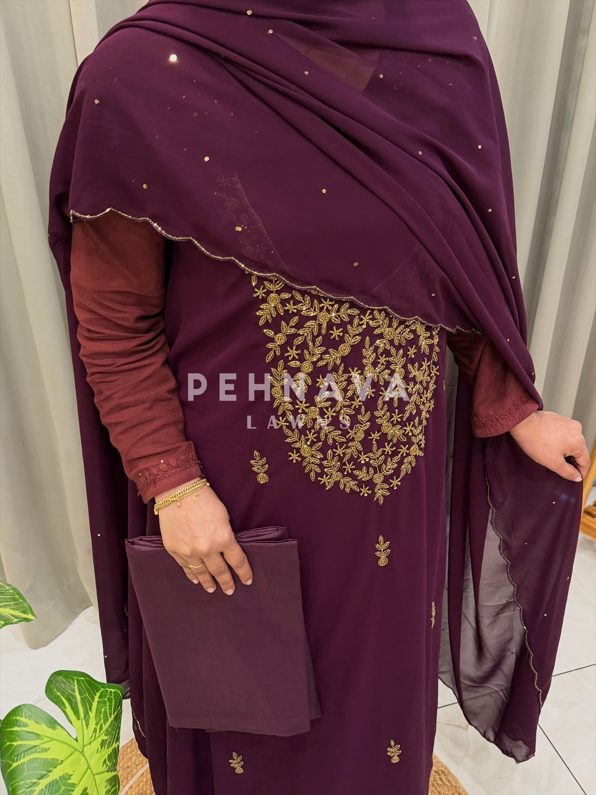 Premium Handworked Chiffon Unstitched Suit-SM-806