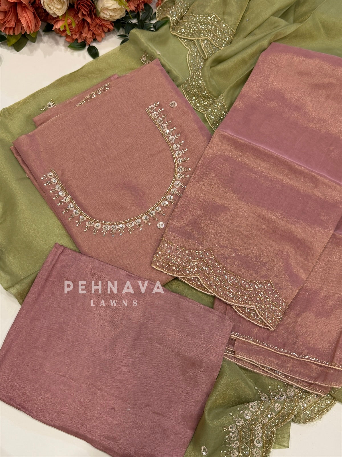 Tissue Handworked Unstitched Suit-302