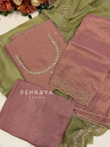 Tissue Handworked Unstitched Suit-302