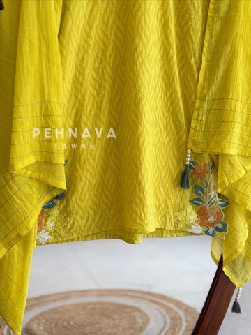 Floral Embroidered Yoke Suit Set
