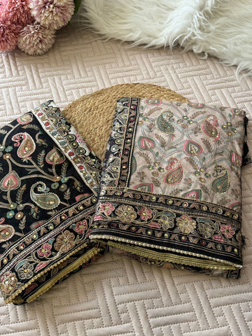 Pure muslin with detailings  and muslin Dupatta-122