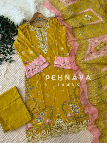 Yellow Suit Featuring White Patches-1297