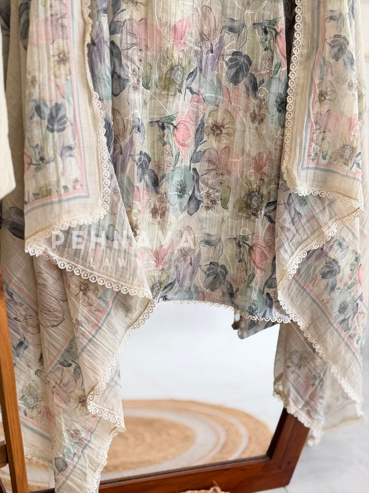 Floral Embroidered Mulchanderi Suit