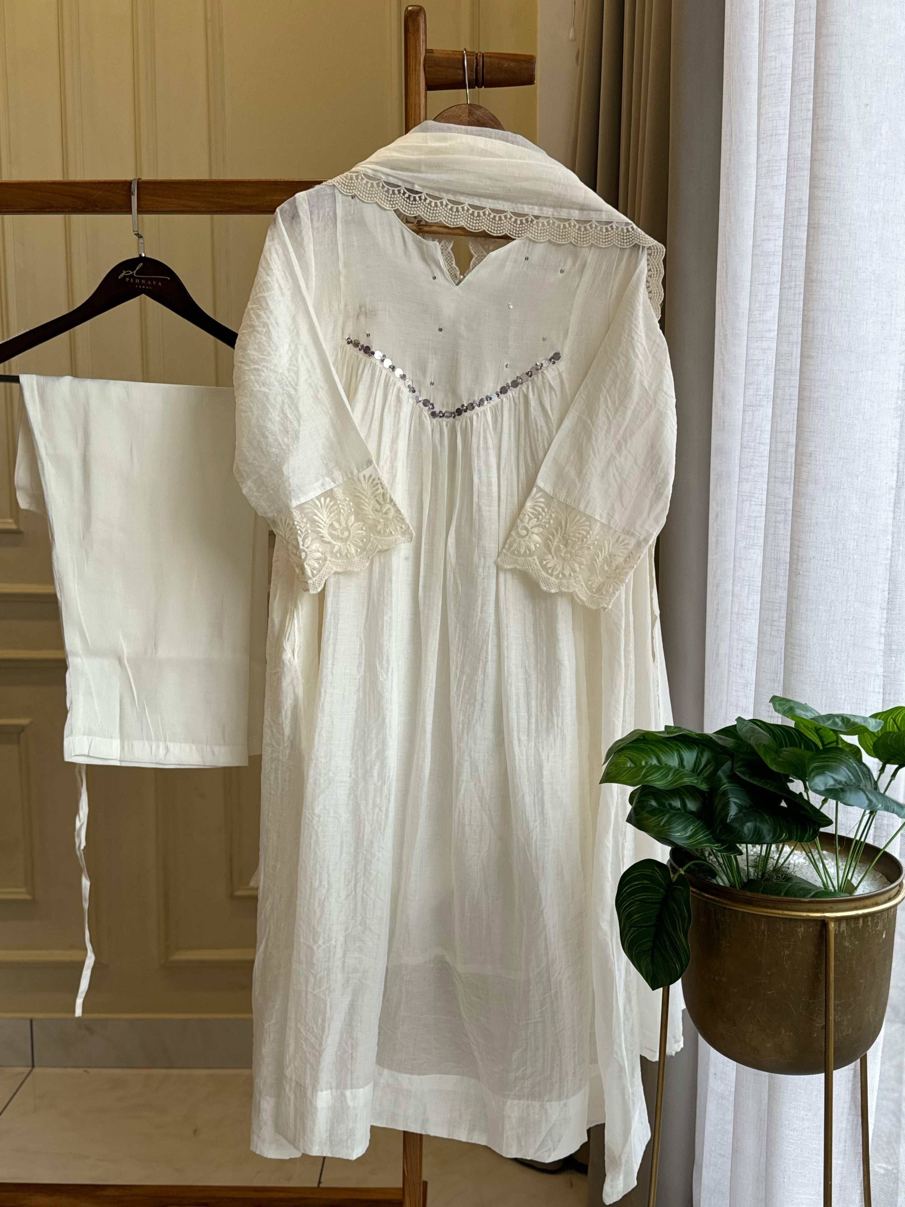 Pleated Mulchanderi Anarkali