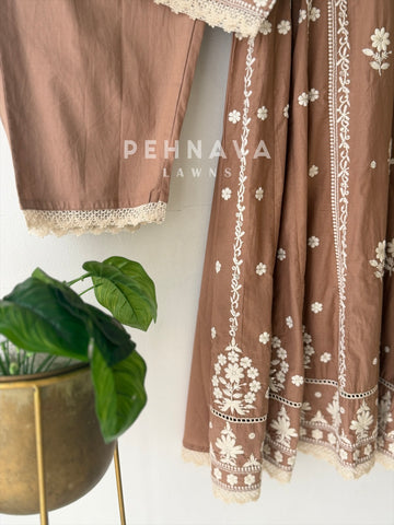 Cotton Chikankari Embroidered Ensemble-LRC 346