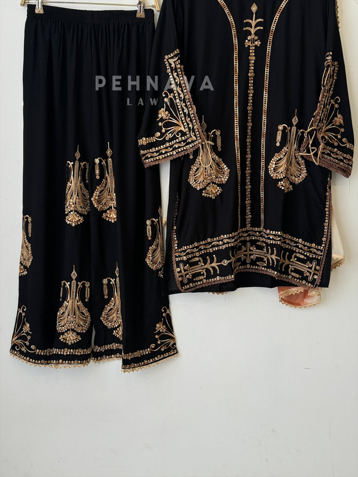 New Crimson Black Trendy Farshi Salwar - Pehnava Lawns