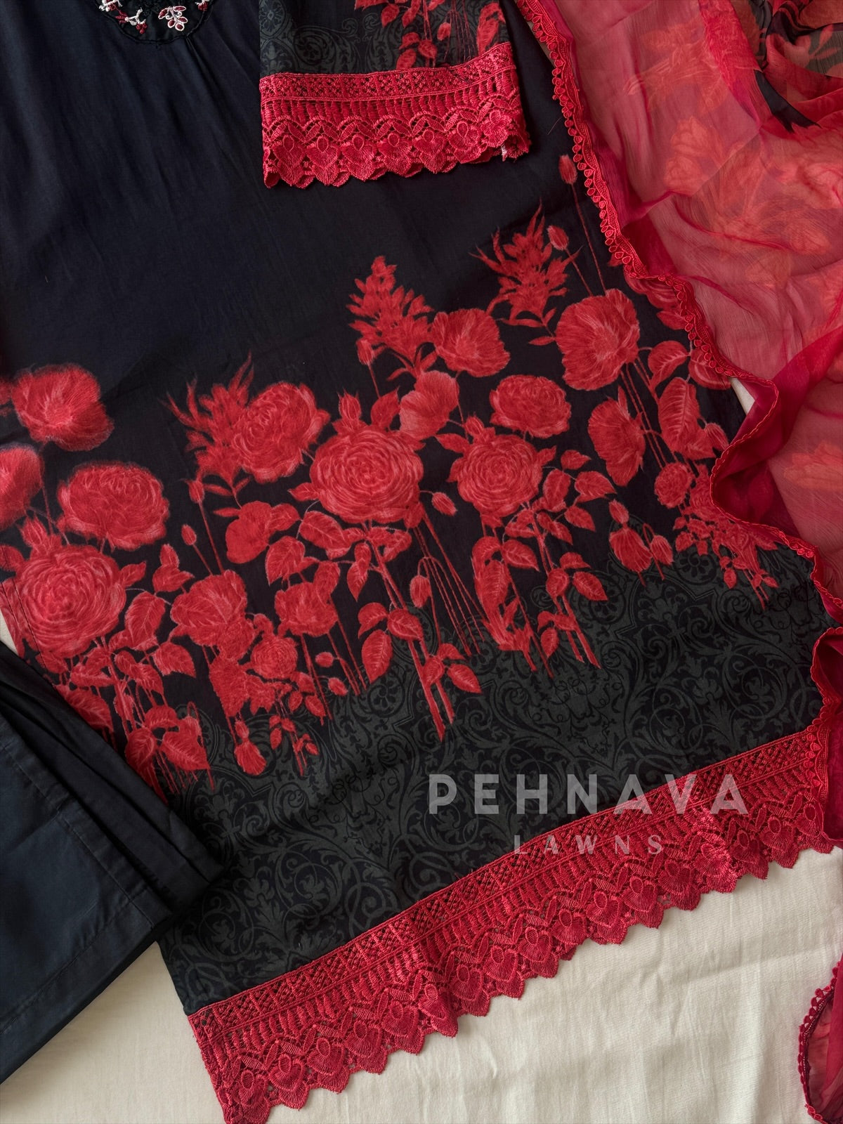 Lace Detailed Pakistani Suit-AZ-1115 - Pehnava Lawns