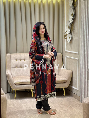 Black Printed Casual Suit